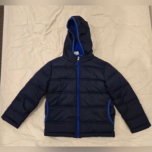 Faded Glory Kids Puffer Jacket - Dark Blue with‎ Bright Blue Trim